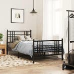 vidaXL Bedframe met hoofd- en voeteneinde metaal zwart, Verzenden