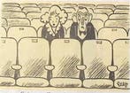 Een enge film op spotprent (lijst optie, Lithos), Antiek en Kunst, Verzenden