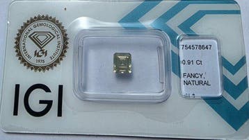 1 pcs Diamant (Natuurlijk gekleurd) - 0.91 ct - Smaragd -