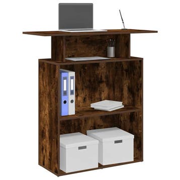 vidaXL Receptiebalie 100x40x104 cm bewerkt hout gerookt, Verzenden, Nieuw