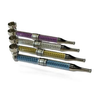 Lang Pijpje met mini Kruidengrinder + Gaasjes  Zilver, Verzenden