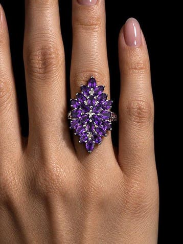 Zonder minimumprijs - Ring Paars amethist ring - Sterling, Nieuw