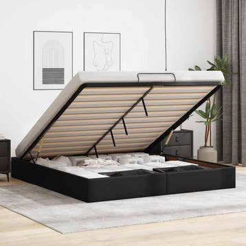 vidaXL Bedframe zonder matras 160x200 cm kunstleer zwart, Verzenden