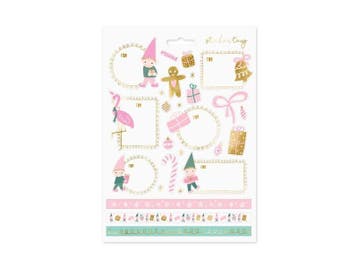 Cadeau Stickers Kerst Roze, Verzenden