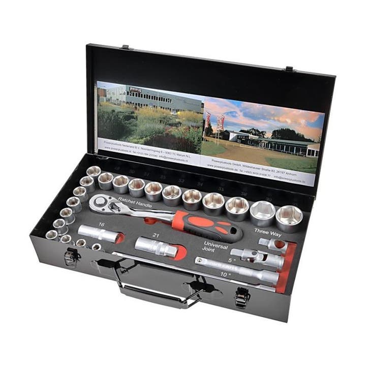 Doppenset 1/2 inch met ratel en verlengstukken in metalen, Bricolage & Construction, Établis, Enlèvement ou Envoi