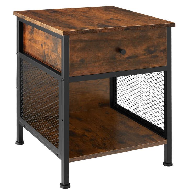 tectake Nachtkastje Killarney 45x46x55,5cm - Industrieel hou, Maison & Meubles, Tables | Tables d'appoint, Envoi