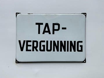 TAP VERGUNNING café emaille bord - Reclamebord - Emaille