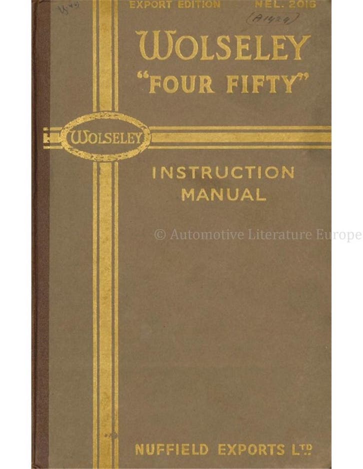 1949 WOLSELEY FOUR FIFTY INSTRUCTIEBOEKJE ENGELS, Auto diversen, Handleidingen en Instructieboekjes
