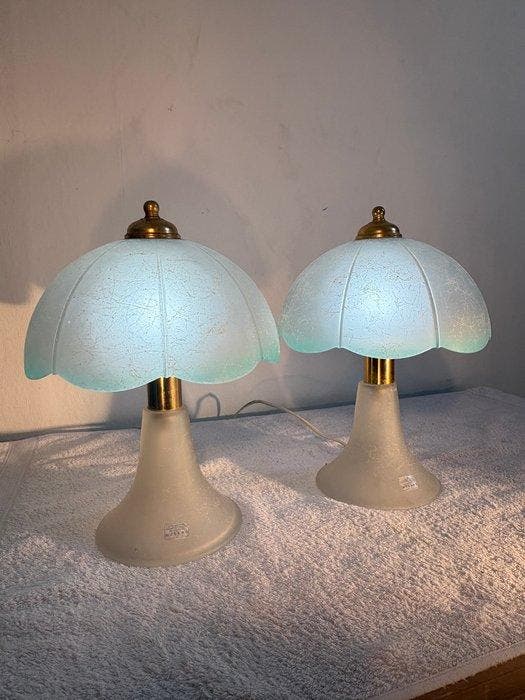 Murano - Lampe de table (2) - Verre, Laiton - Lampes, Antiquités & Art, Antiquités | Éclairage