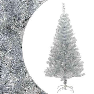 vidaXL Kunstkerstboom met standaard 120 cm PET zilverkleurig, Verzenden, Nieuw