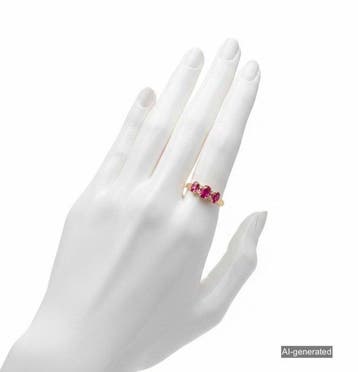 Ring - 14 karaat Geel goud - 1.22ct. tw. Robijn - Diamant
