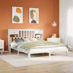 vidaXL Bed met boekenkast zonder matras grenenhout wit, Verzenden, Nieuw