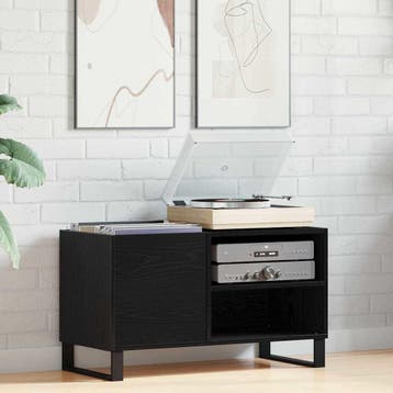 vidaXL Platenkast met plank Zwart Eiken 85 x 38 x 48 cm, Verzenden, Nieuw