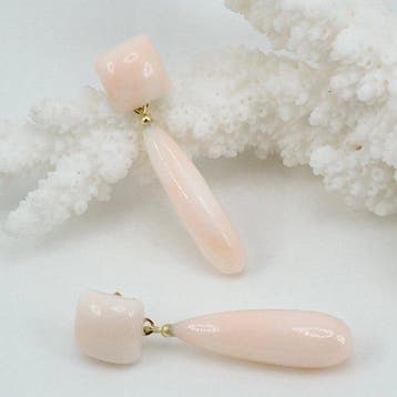 Koraal - Zilver, Verguld - Oorbellen - Roze koraal, Verzamelen, Nieuw