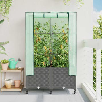 vidaXL Tuinschutting met Kasbedekking en Wielen 2 st, Tuin en Terras, Verzenden, Nieuw