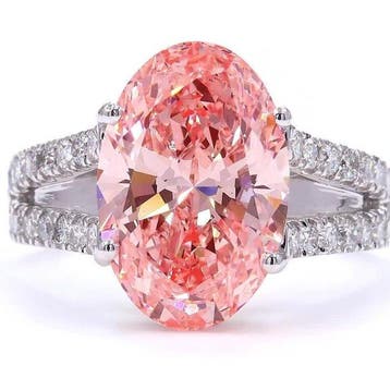 Ring - 18 karaat Witgoud - 5.39ct. tw. Roze Diamant (Fancy