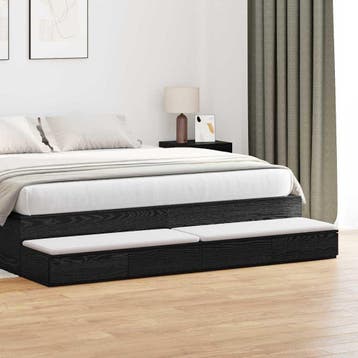 vidaXL Bedlades met lade Zwart Eiken 180 x 36,5 x 16,5 cm, Verzenden, Nieuw