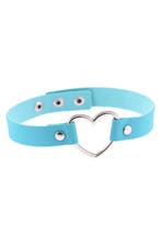 Choker Blauw Hartje Pu Leer Collar Ketting Hart Halsband Lol, Ophalen of Verzenden, Nieuw, Blauw