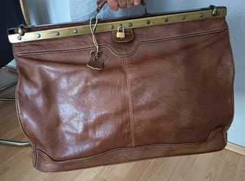 Große Leder Arzt / Wochenend-Tasche - Reisetasche, Weekender