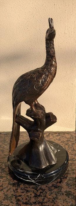 Beeldje - Pfau - Gepatineerd brons