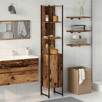 vidaXL Badkamerkast met plank Oud hout 33 x 33 x 185,5 cm, Verzenden, Nieuw