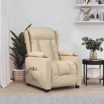 vidaXL Massagestoel elektrisch stof crèmekleurig, Verzenden