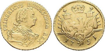 Goud-1/2 Friedrichsdor 1751 A Brandenburg-Preussen Pruise..., Verzenden
