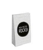 4x Blokzak  Mijn meester Rocks! School Maat L (Blokbodemzak), Ophalen of Verzenden, Nieuw, Cadeauzakje