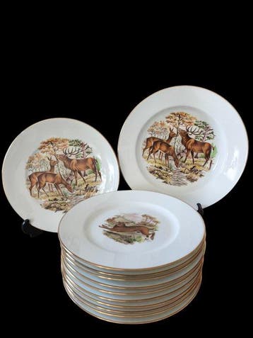 Limoges - Tafelservies (12) - Wildjacht - Porselein, Antiquités & Art