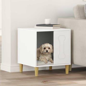 vidaXL Hondenhuis Wit 44 x 42 x 49 cm Bewerkt hout, Dieren en Toebehoren, Verzenden, Nieuw