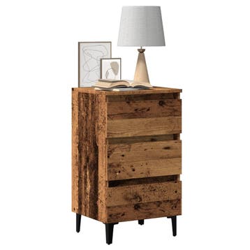 vidaXL Nachtkastje met metalen poten 40x35x69 cm oud, Verzenden, Nieuw
