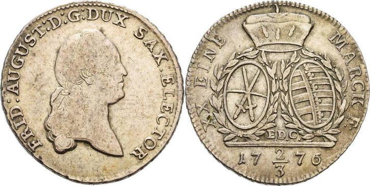 2/3 taler, daalder 1776, Sachsen-kurlinie ab 1547 (albert..., Timbres & Monnaies, Monnaies | Europe | Monnaies non-euro, Envoi