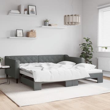 vidaXL Slaapbank met onderschuifbed 100x200 cm stof, Verzenden