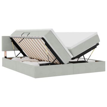 vidaXL Opbergbed 2 st Lichtgrijs 200 x 200 cm Velvet, Verzenden