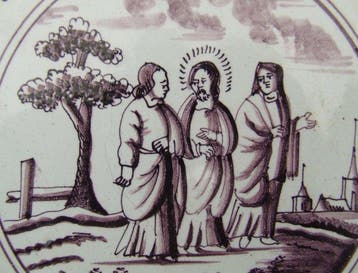 Tegel - Bijbelse tegel in mangaan. - 1700-1750