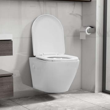 vidaXL Hangend toilet randloos keramiek wit, Verzenden, Nieuw