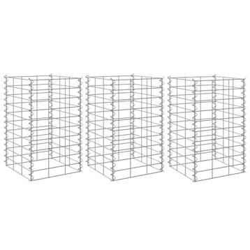 vidaXL Gabion plantenbakken 3 st verhoogd 30x30x50 cm ijzer, Verzenden, Nieuw