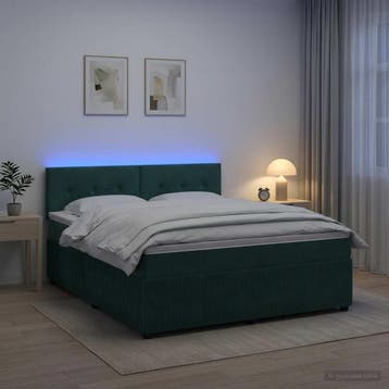 vidaXL Boxspringbed met matras Donkergroen 140 x 190 cm, Verzenden