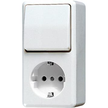 JUNG AP600 Combination Switch Outlet RA Alpin White - 676AWW, Verzenden
