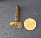 Oud adellijk zegel, heraldisch zegel met pauw en kruisende, Antiek en Kunst