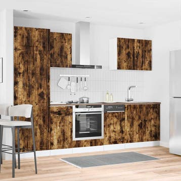 vidaXL 7-delige Keukenkastenset Lucca bewerkt hout gerookt, Verzenden, Nieuw