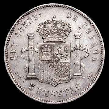 Spanje. Alfonso XIII. 5 Pesetas 1893*93 PGV (Zonder