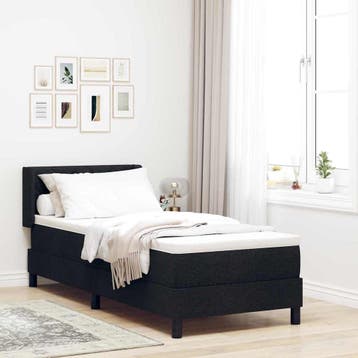 vidaXL Boxspring bed met hoofdeinde Zwart 200 x 80 cm Stof, Verzenden, Nieuw