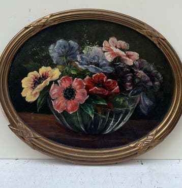 Franse school (XX) - Bouquet de fleurs Ovale (vendu sans