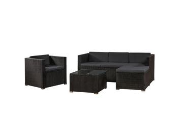 Veiling - Polyrotan Loungeset Punta Cana L - Zwart, Nieuw