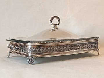 Pyrex, Attributed Sheffield - Tafelmiddenstuk - Verzilverd, Antiek en Kunst