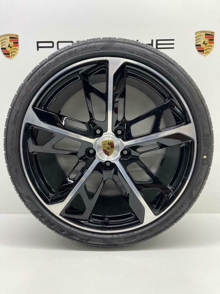 Porsche Taycan ORIGINELE 21 Cross zwart/alu velgenset NIEUW, Autos : Pièces & Accessoires, Pneus & Jantes, Enlèvement