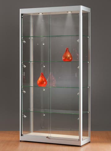 *TIP*  Luxe vitrinekast aluminium 100 cm met LED-verlichtin, Ophalen of Verzenden