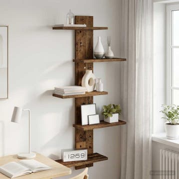vidaXL Wandzwevend Plank Oud hout 48,5 x 15 x 101 cm Bewerkt, Verzenden