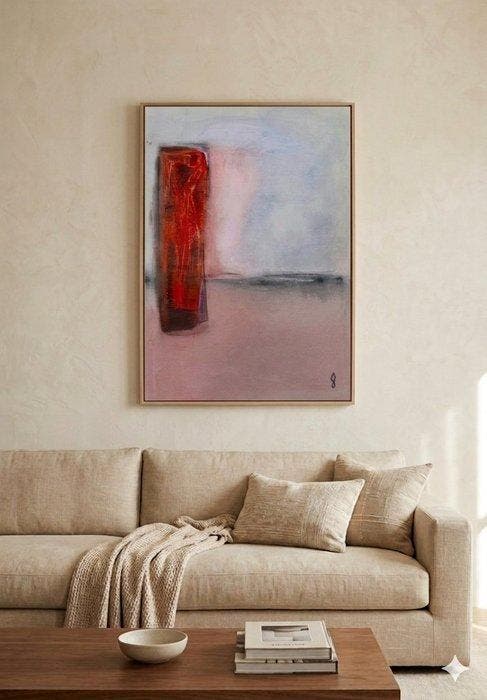 Giovanni Soccini - Totem rosso, Antiek en Kunst, Kunst | Schilderijen | Modern